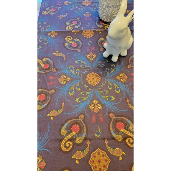 World Market 60x90 Tablecloth Rectangle Pakistan 100% Cotton Boho Purple Blue - Picture 5 of 10